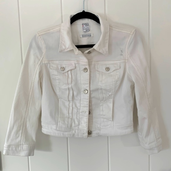 GUESS The Diane cropped white jacket - Picture 1 of 3
